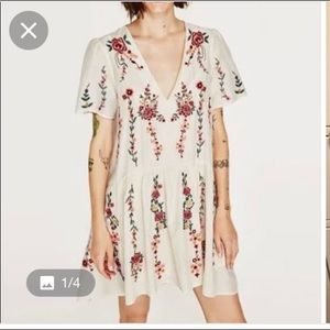 Zara floral embroidered dress